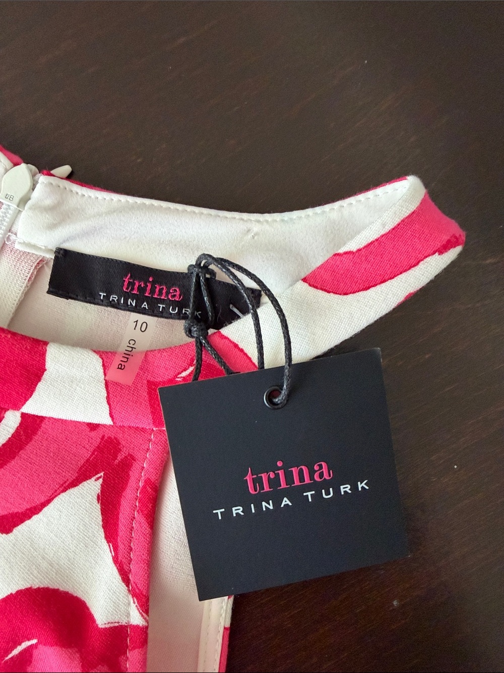 NWT Trina Turk Pink and White Floral Halter Mini Dress - Picture 2 of 5